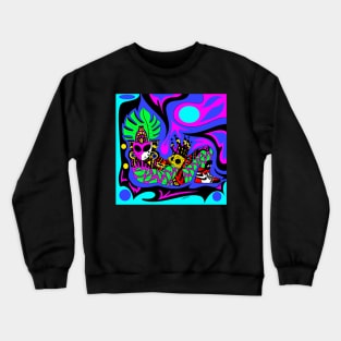 chak mool alien in aztec shoes pattern ecopop Crewneck Sweatshirt